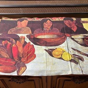 Polynesian Feast: New Gauguin French Cotton Art Print; Tahitian Dining Scene